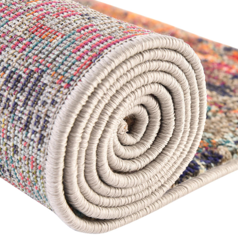 Washable Abstract Indoor Rug, Rectangle 5'3" x 8'