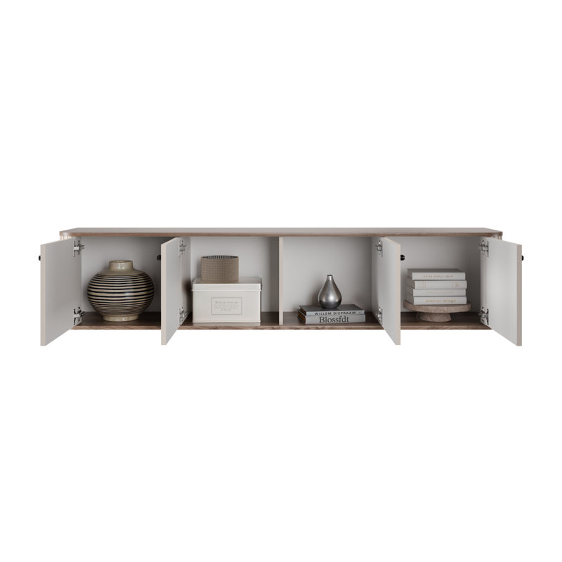 Dayzee Unfinished TV Stand for TVs up to 55", Cashmere/Nut/Black