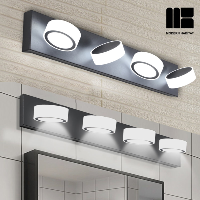 Black Metal 4-Light Dimmable LED Vanity Fixture