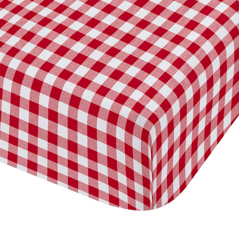Bamford Gingham Check Fitted Sheet, Red, King