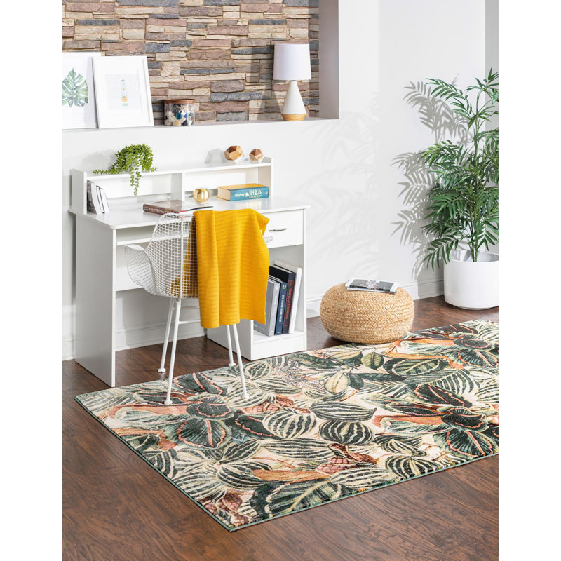 Herlong Floral Indoor Rug, Rectangle 4' x 6'