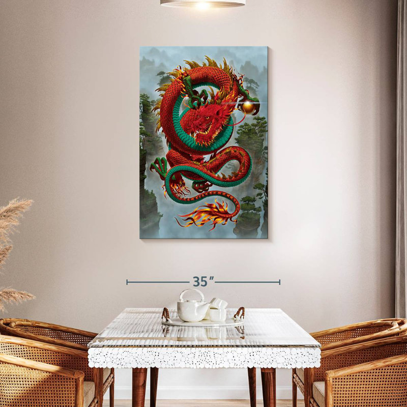 Brampt Good Fortune Dragon Red, 45" H x 30" W