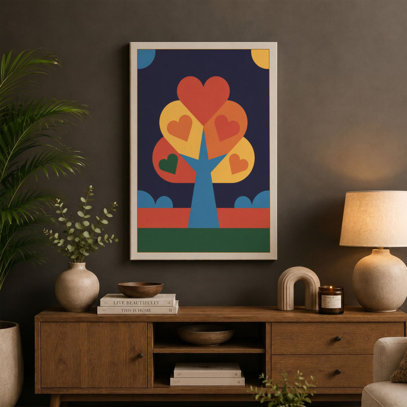 Heart Tree Modern - Wrapped Canvas, 24x16 - 61.0 x 40.6 cm, White Border
