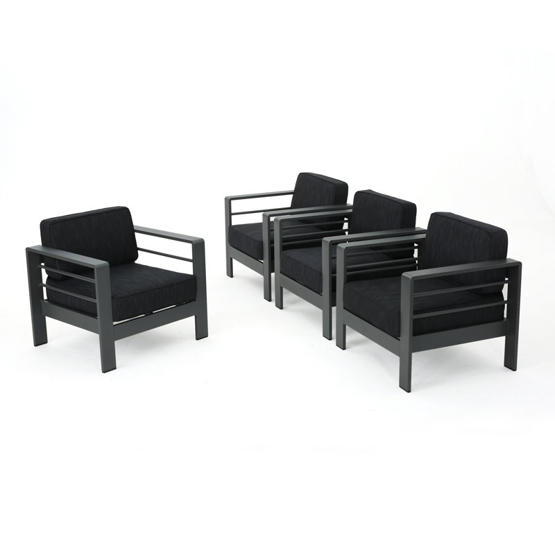 Chaise contemporaine en aluminium avec coussins Caggiano, Gris foncé