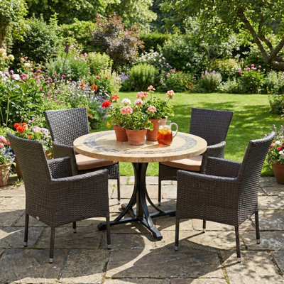 Vermont Stone Dining Table with 4 STOCKHOLM Chairs Garden Set