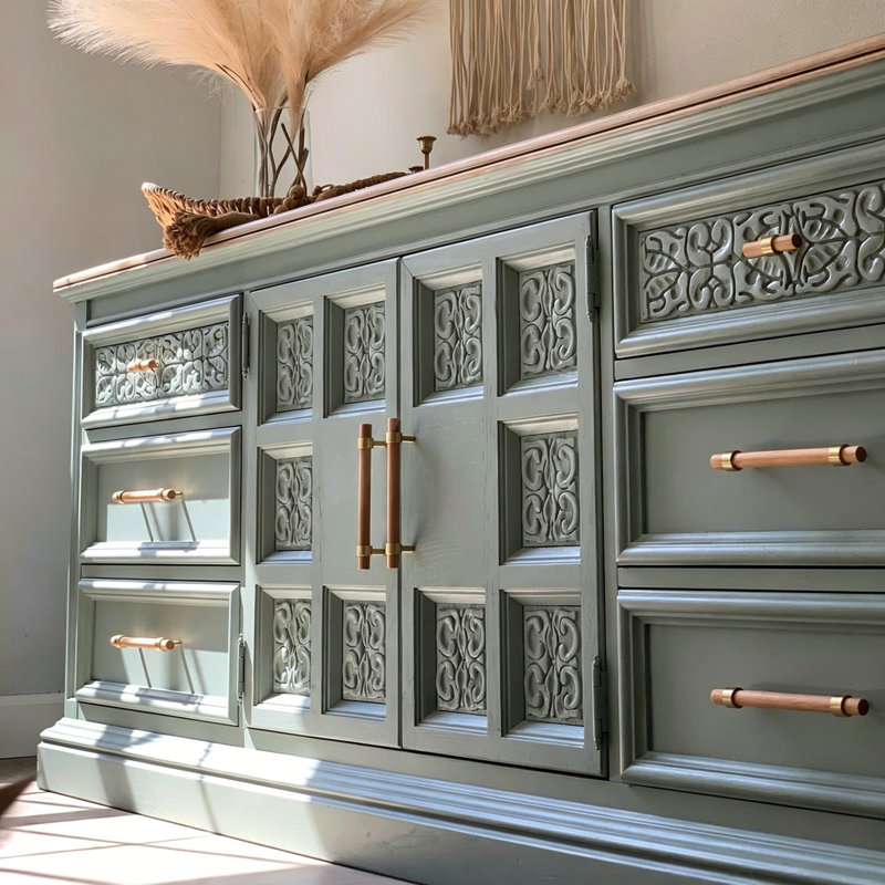 Meuble télé bleu français au design rétro