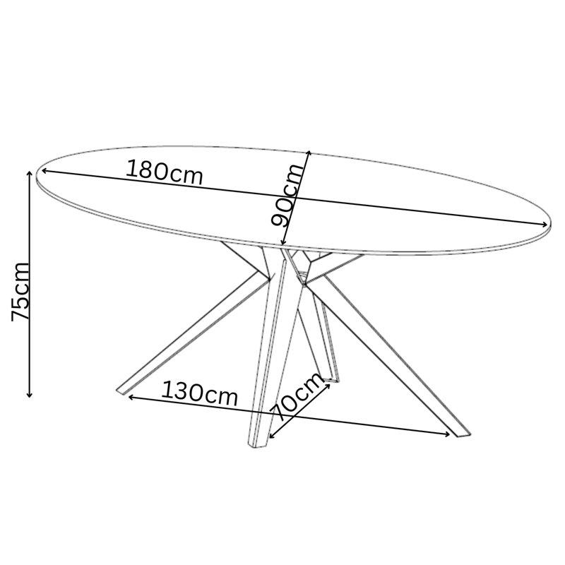 Colturo Oval Metal Base Dining Table, Grey
