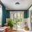 1-Blue white wrought iron industrial ceiling light