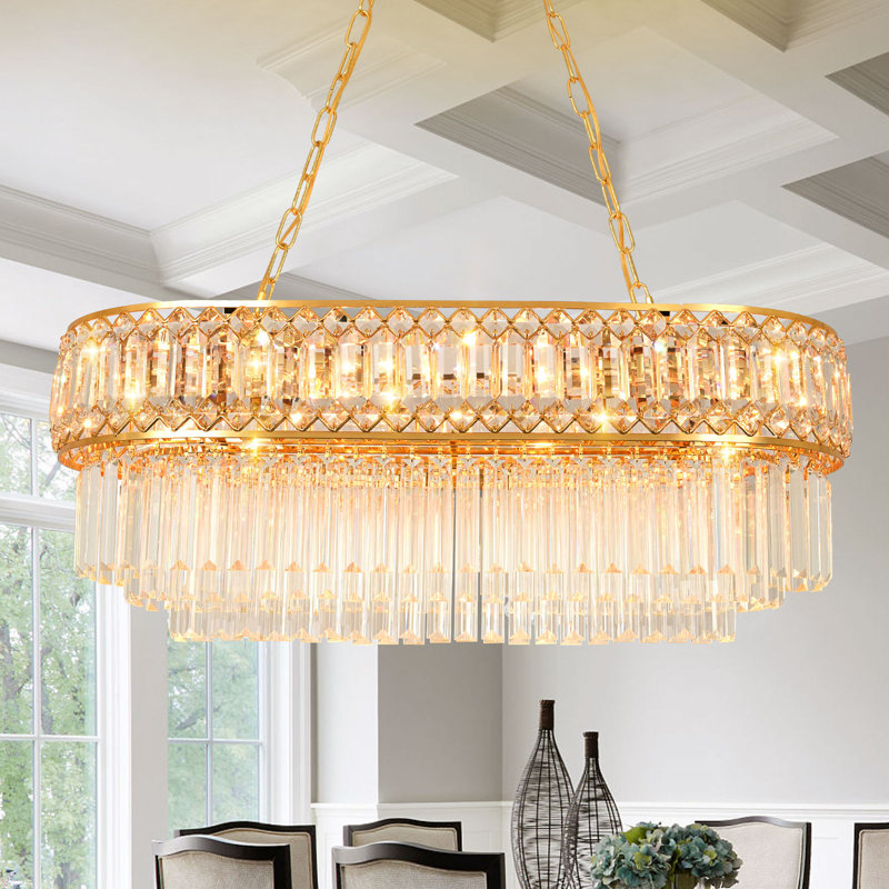 Lustre empire en métal et métal à 8 lumières l 29,5 po Jasya , Doré