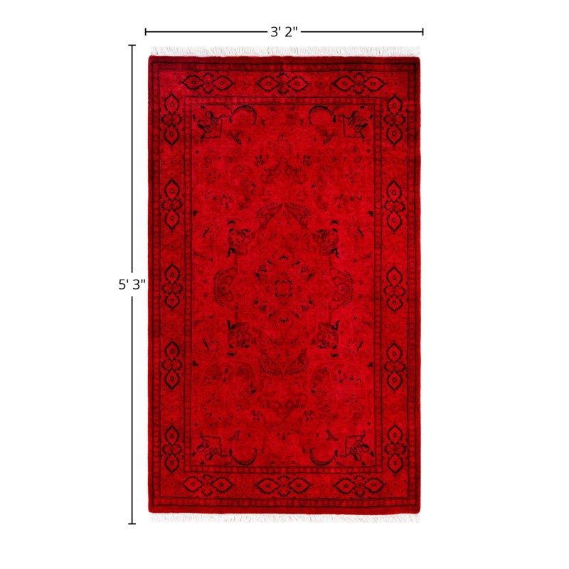 Overdyed One-of-a-Kind 3' 2" X 5' 3" Hand Knotted Area Rug