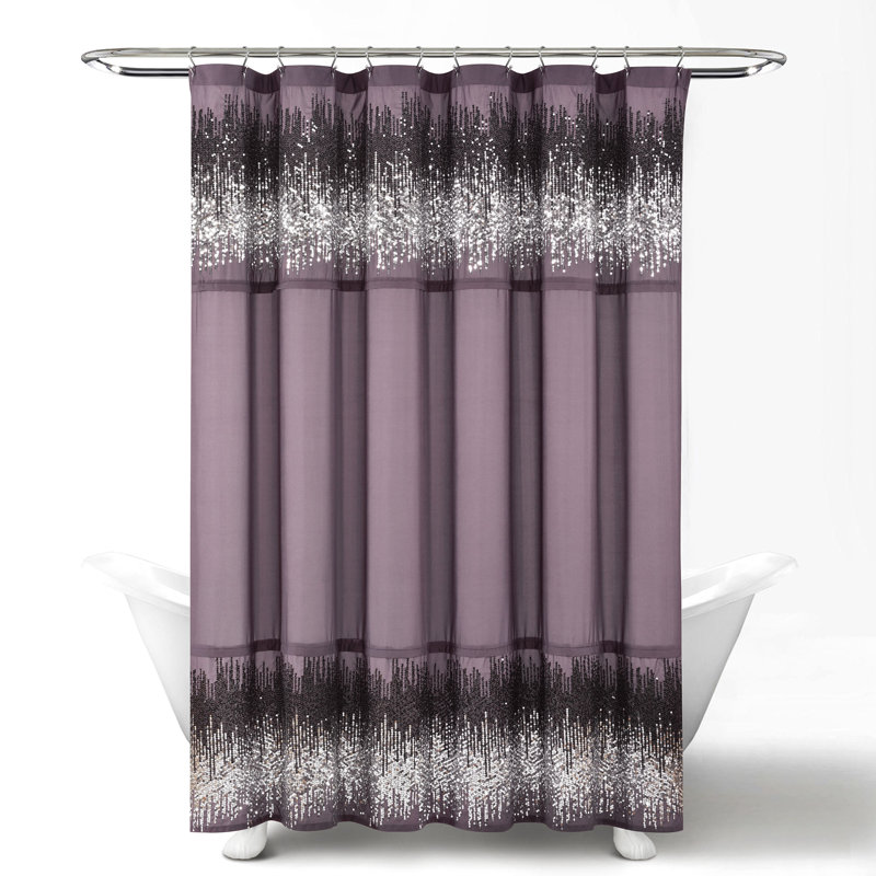 Marsham Polyester Shower Curtain, Purple/Black