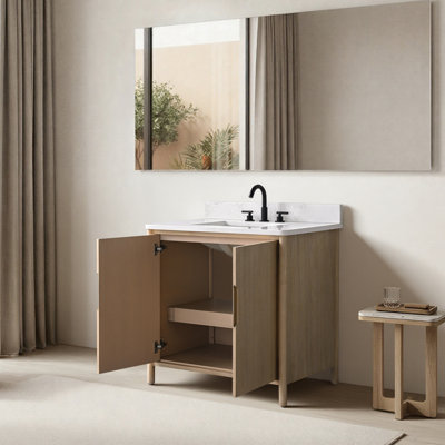 Meuble-lavabo autoportant à simple cuve 36 po avec plateau en pierre reconstituée Lucerne 