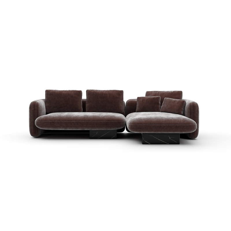 *Overlap Left Chaise Sec Small Dk Taupe, Brown Polyester Blend, Right Hand Facing