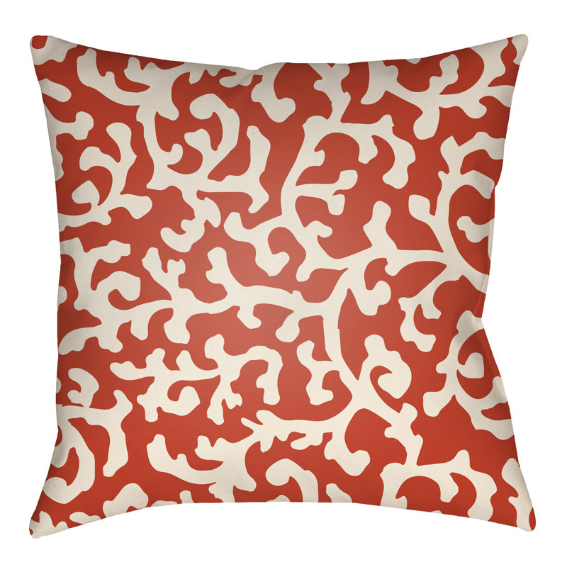 Litchfield Lumberton Outdoor Reversible Throw Pillow, 18" H x 18" W, Poppy Red/Ivory