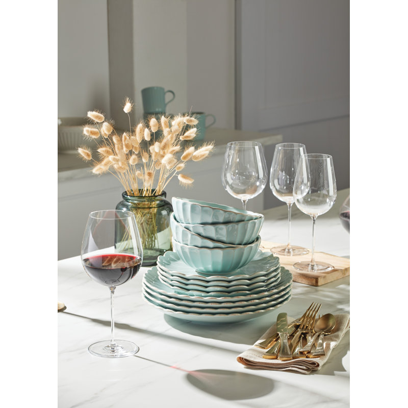 French Perle Scallop Ice Blue 12Pc Dinnerware Set