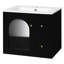 Meuble-lavabo mural avec mesures de 24 po, lavabo en céramique, tiroirs de rangement, esthétique moderne, surface imperméable, compatibilité du robinet, poignée élégante pour les salles de bain à espace limité, design,