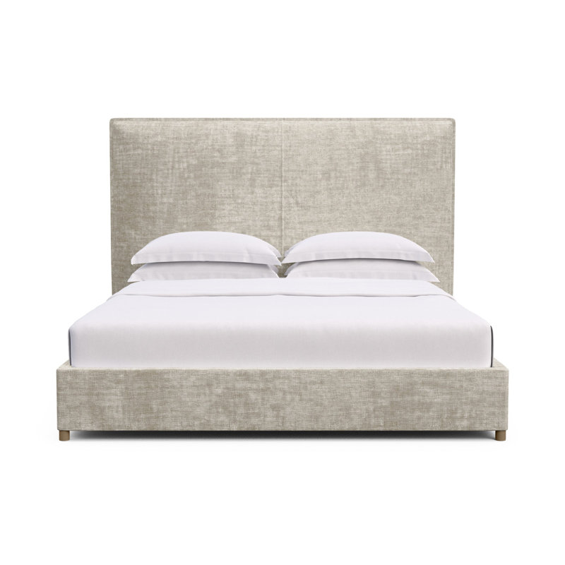 Mansfield Upholstered Bed, Crushed Velvet Oyster, King, Weathered