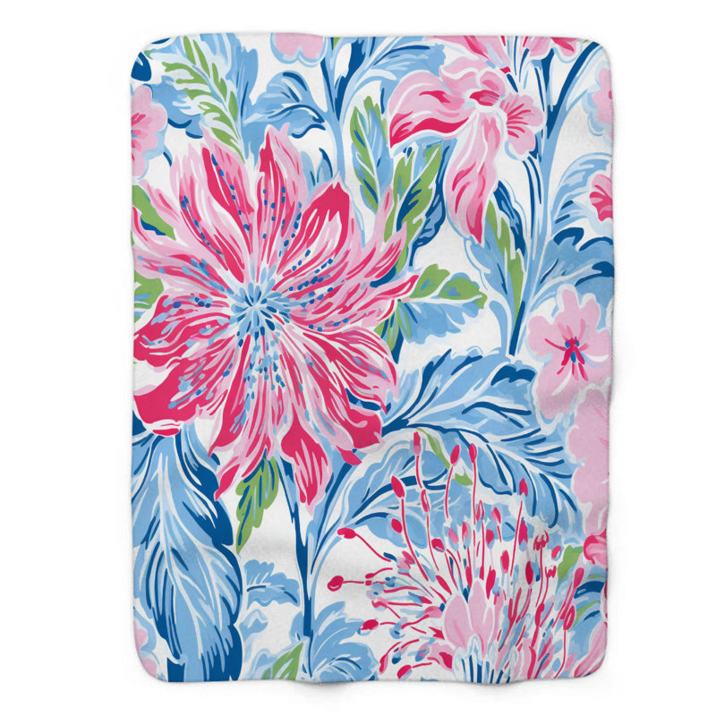 Motif de balise maritime - 1 pièce Sherpa Premium, L 60 po x L 80 po, Motifs floraux à la mode