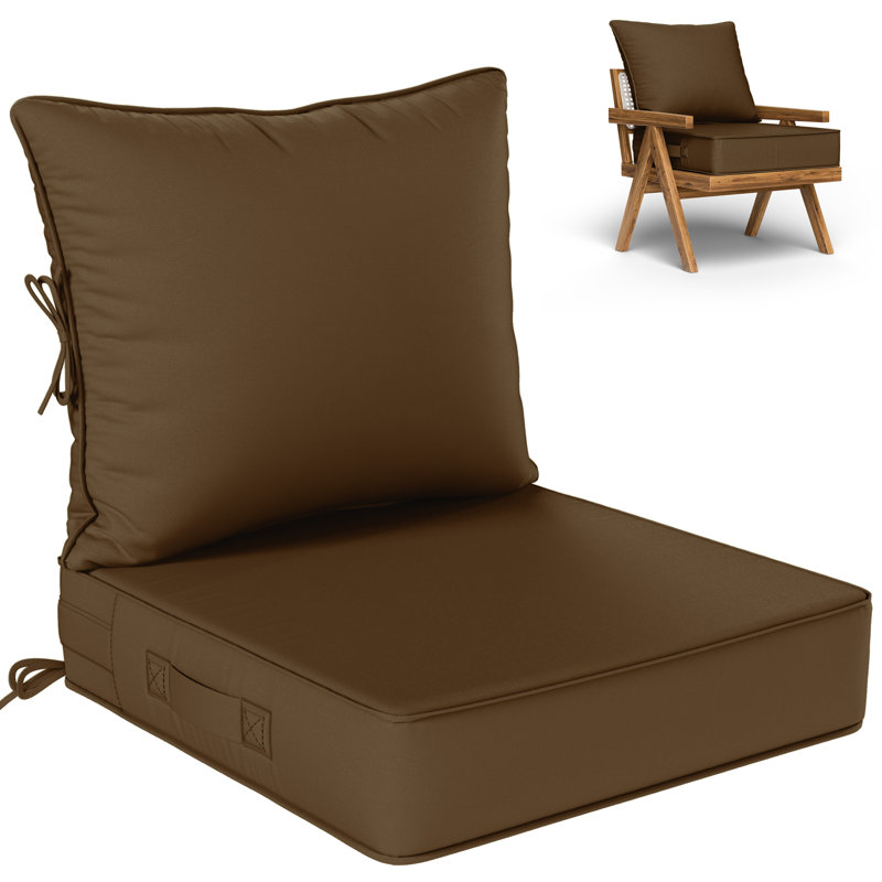 Outdoor Deep Seating Cushion Set Indoor And Outdoor Seat / Back Cushion, 24" W x 24" D, Chocolate