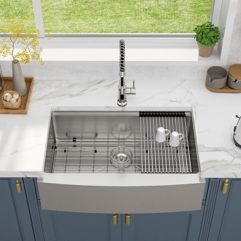 36'' L x 22" W Farmhouse Kitchen Sink Workstation Sink Stainless Steel Single Bowl Kitchen Sink