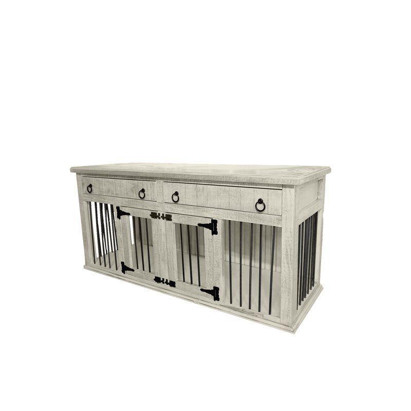 Emeram Furniture Style Crate with 2 Doors, Medium (35" H x 76" W x 25" D), Soft White