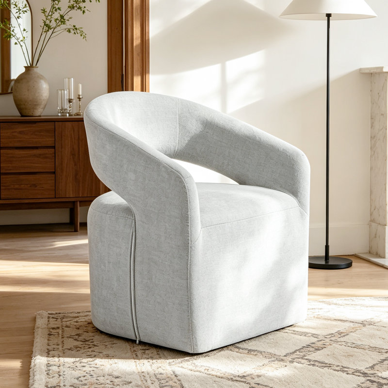Chenille Roller Armchair, Ash Gray