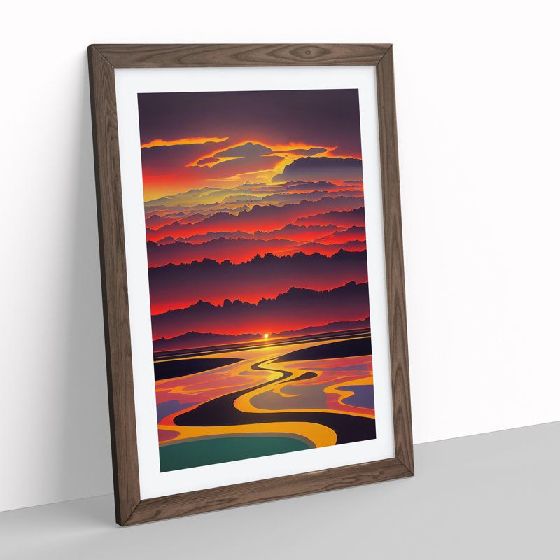 Exquisite Sunset View - Framed Print, 46cm H x 34cm W x 2cm D, Walnut