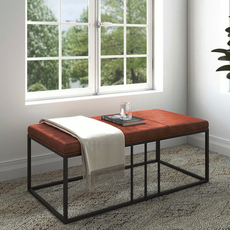 Kalin Indoor Brown Faux Leather Multi-Function Entry Bench