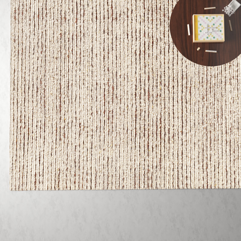 Gillian Striped Handmade Area Rug in Cream/Camel, Rectangle 12' x 15'