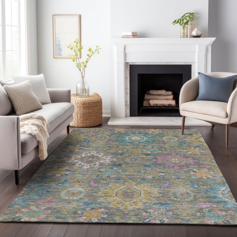 Tapis intérieur / extérieur lavable à la machine Jacinto ACN2151 Medallions, Rectangle 2 pi 6 po x 3 pi 10 po