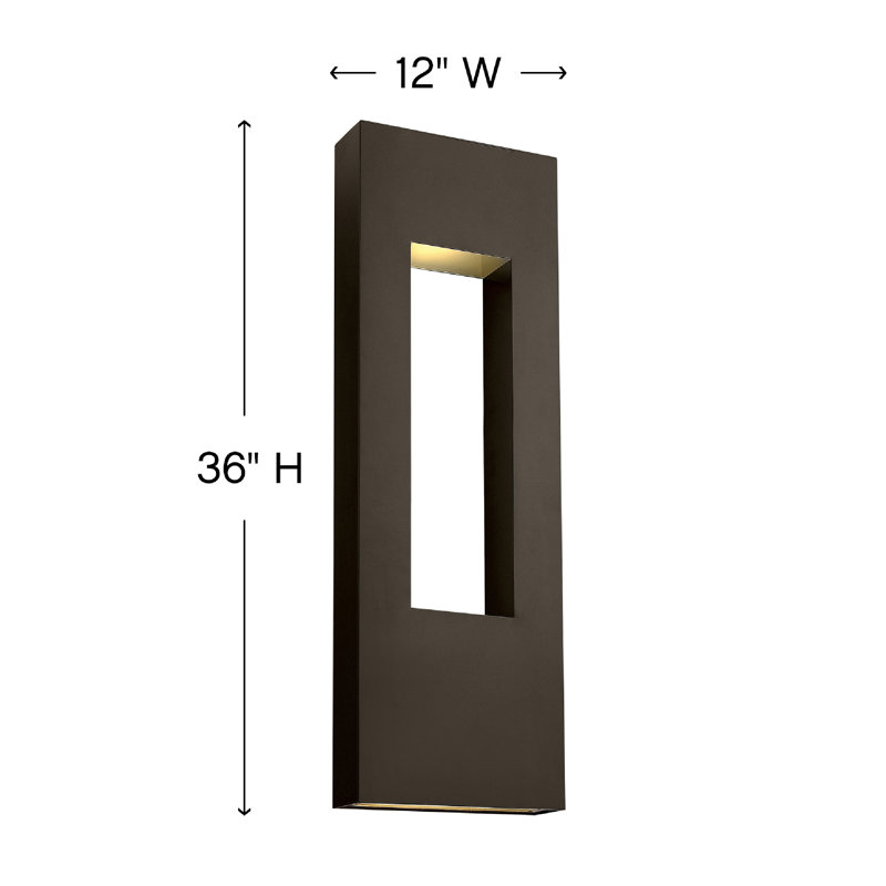 Atlantis Frosted Glass Outdoor Flush Mount, 36" H x 12" W x 4" D, Bronze