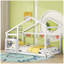 Lit maison en bois, lit en bois avec tablette, sans sommier, lit