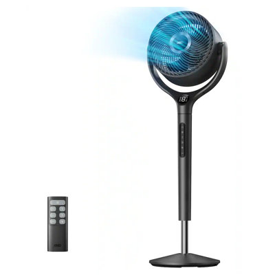 Dreo  9 in. 9-Speed Pedestal Fan with Remote, 2D 120° Oscillation and 8-Hour Timer in Black