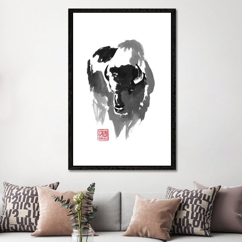 Buffle by Péchane - Print on Canvas, 152.5 cm H x 101.5 cm W, Black Framed