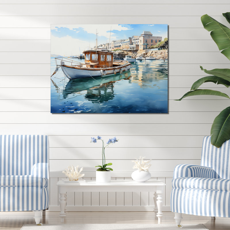 «Port Harbor Reflections», reproduction sur toile, H 24 po x l 32 po x P 1 po, Toile tendue