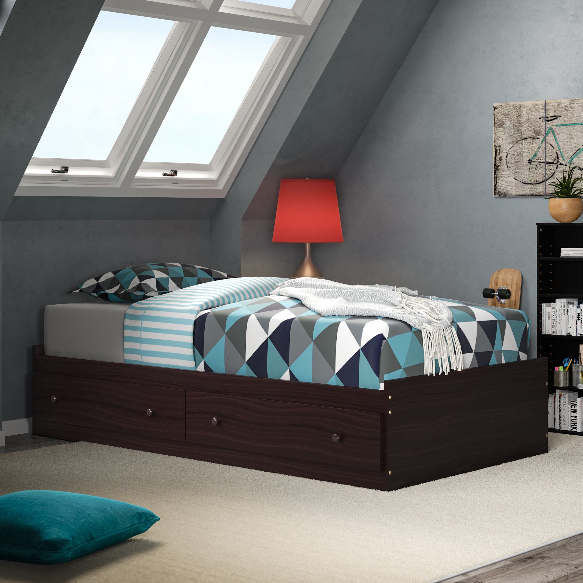 Wales Solid Wood Bookcase Storage Bed