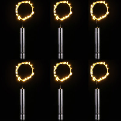 LED Mini Fairy String Lights Battery Powered Wine Bottle Lights (Set of 6)