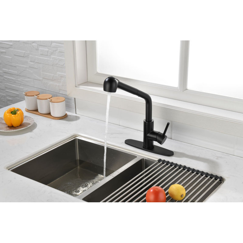 Beslend Pull Out Kitchen Faucet, Matte Black