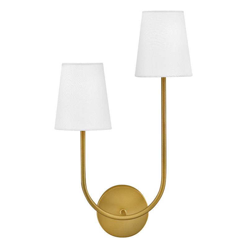 2-Light Right Hand White Linen Wall Sconce, Bronze