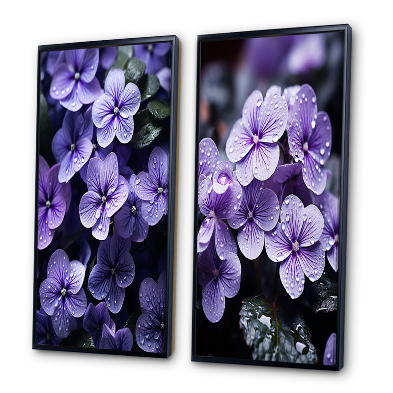 «Violets Whispering Photo», 2 pièces, Cadre noir, H 20 po x l 24 po
