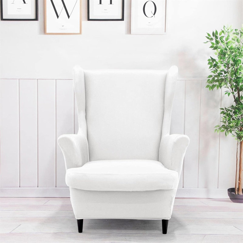 Housse pour fauteuil à oreilles 2 pièces Soft Stretch Soft, Polyester mauve