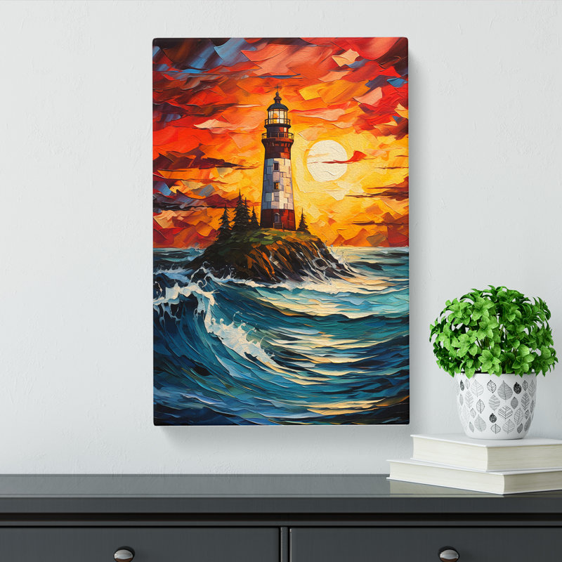 Lighthouse Expressionism - Wrapped Canvas Print, 50cm H x 35cm W x 3cm D