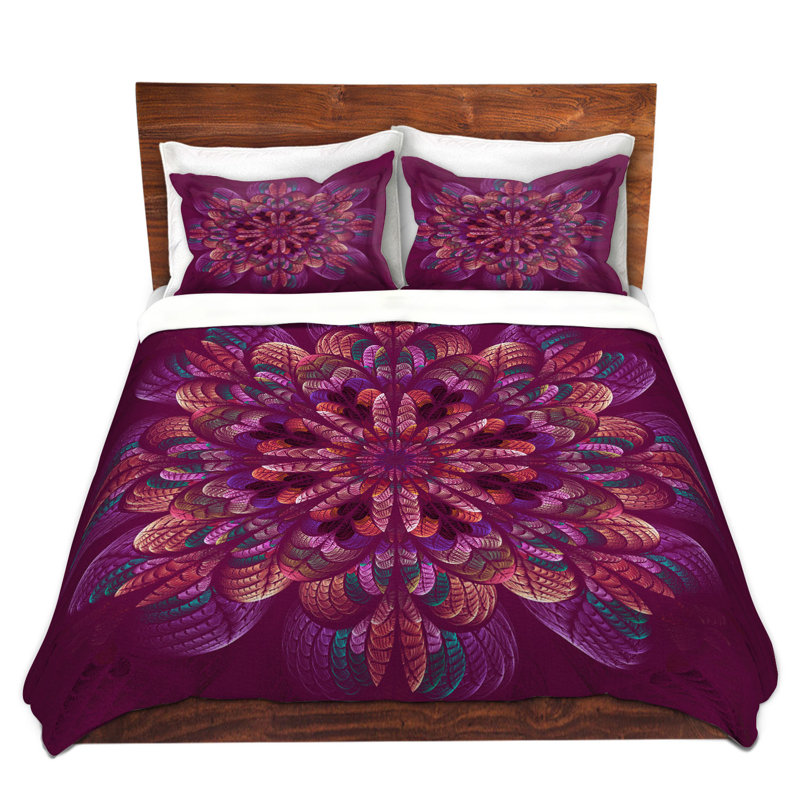 Polyester Floral Duvet Cover, 1 Twin Duvet Cover + 1 Standard Sham, Pink/Blue
