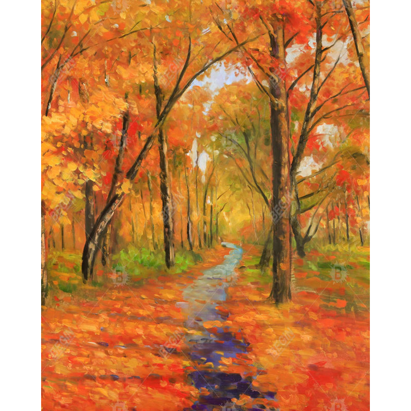 Autumn Trail in the Forest - Framed Canvas Home Decor