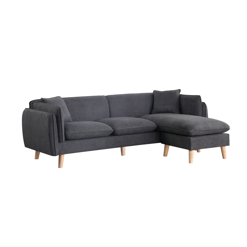 Brayden 86.5" Dark Gray Fabric Sectional Sofa Chaise