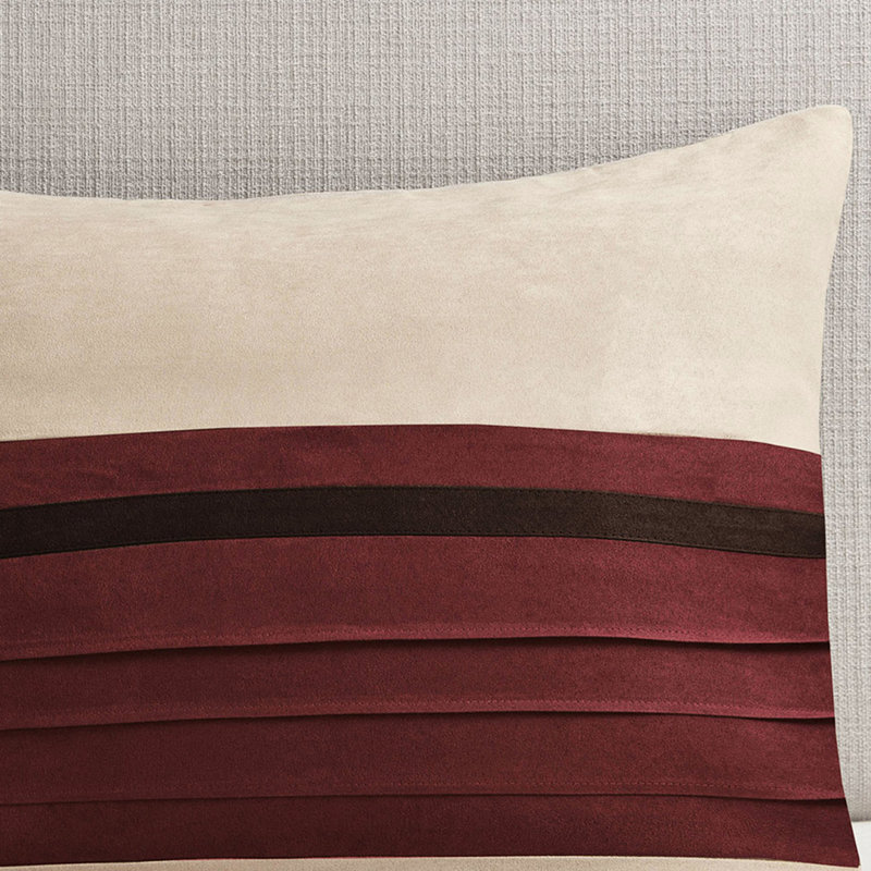 Grand édredon en rouge - 7 pièces en faux suède Élégants coussins brodés à l'intérieur Lavable et rembourré à la mode à texture douce et facile à nettoyer