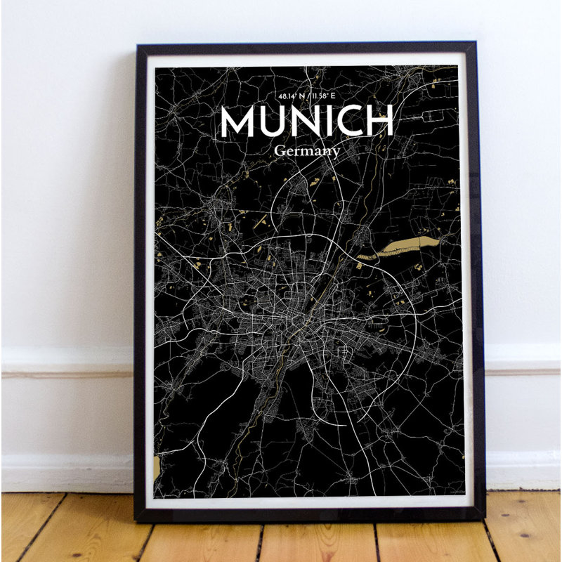 Munich City Map - No Frame Print, 43.2cm H x 27.9cm W x 0.13cm D