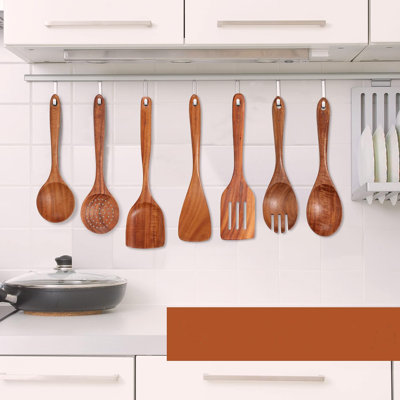 9 Piece Natural Teak Wooden Kitchen Utensil