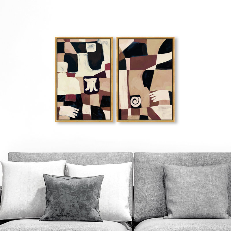 Ensemble de 2 toiles abstraites « Nomade » d'Oliver Gal, 25"H x 17"W Set of 2, Gold Frame