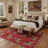 Aldovin Savanna Animal Print Machine Washable Red Indoor Area Rug with Non-Slip Backing-1156178150